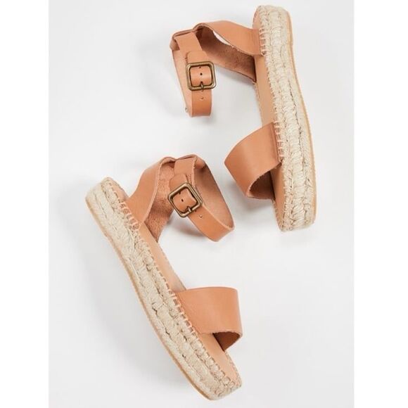 Soludos Camel Leather Espadrille Sandals Size 9 - Picture 5 of 9